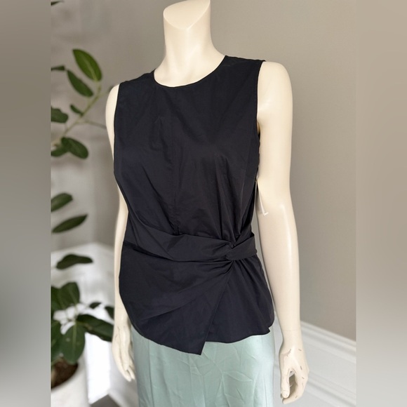 Veronica Beard Bisa Twisted Stretch Cotton Poplin Top Black Sleeveless Sz 8 248$ - Picture 7 of 10